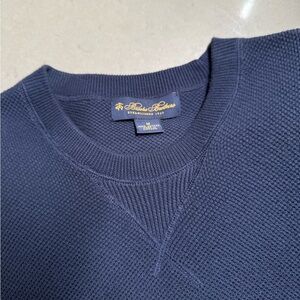 Brooks Brothers Blue Crewneck Sweater with V-Stitch Detail